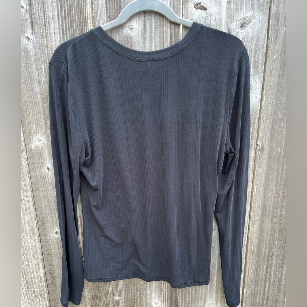 Black Ribbed Henley - Picture 3 of 3